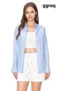 Classic Fit Linen Button Down Shirt Casual Chic - Light Blue / XS - Shirts