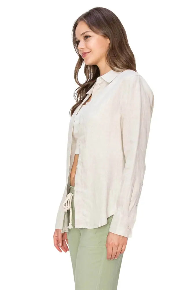 Classic Fit Linen Button Down Shirt Casual Chic - Shirts
