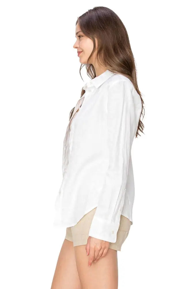 Classic Fit Linen Button Down Shirt Casual Chic - Shirts