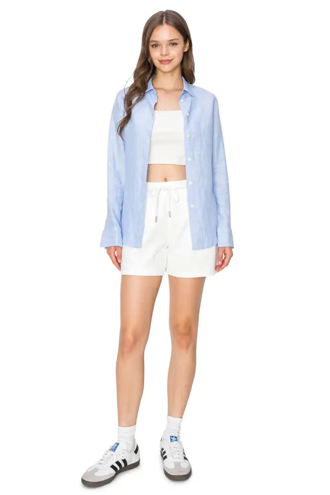 Classic Fit Linen Button Down Shirt Casual Chic - Shirts