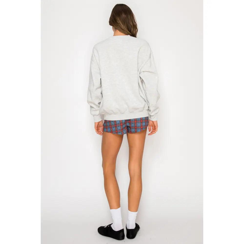 Embroidered Yellowstone Oversized Fleece Crewneck Sweatshirt - Pullover
