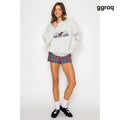 Embroidered Yellowstone Oversized Fleece Crewneck Sweatshirt - Pullover