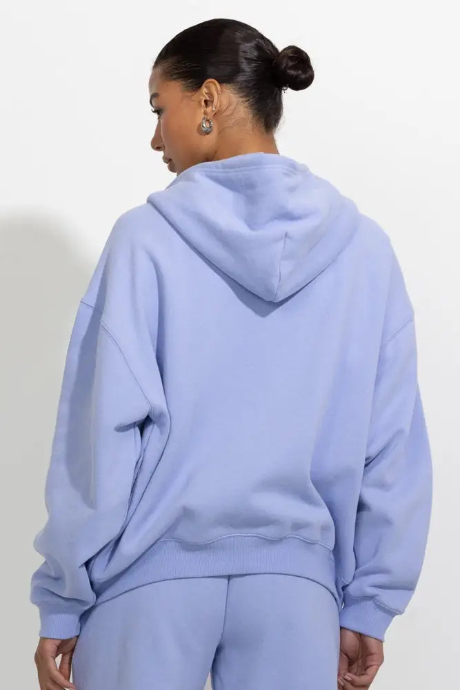 Oversized Full Zip Up Fleece Hoodie - Hoodies