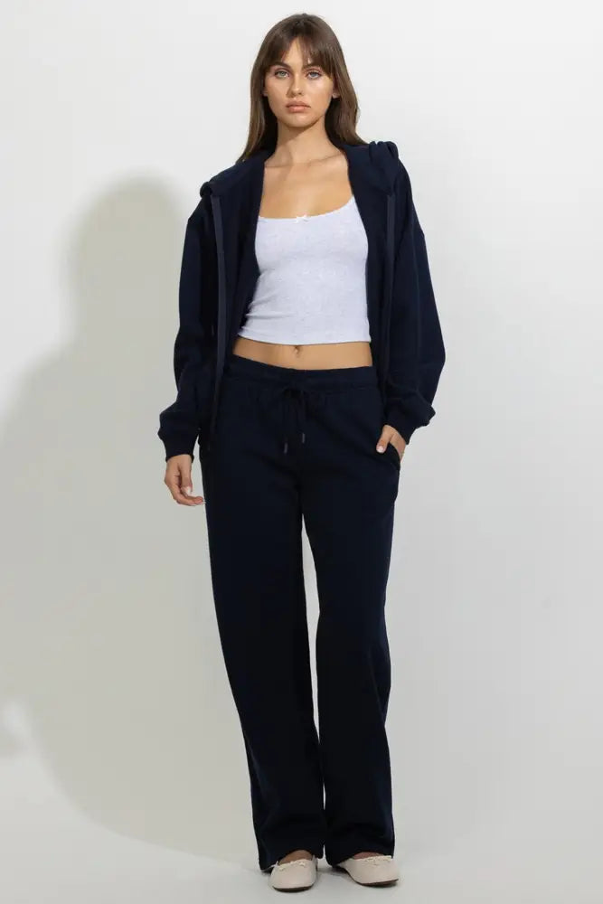 Oversized Full Zip Up Fleece Hoodie - Hoodies