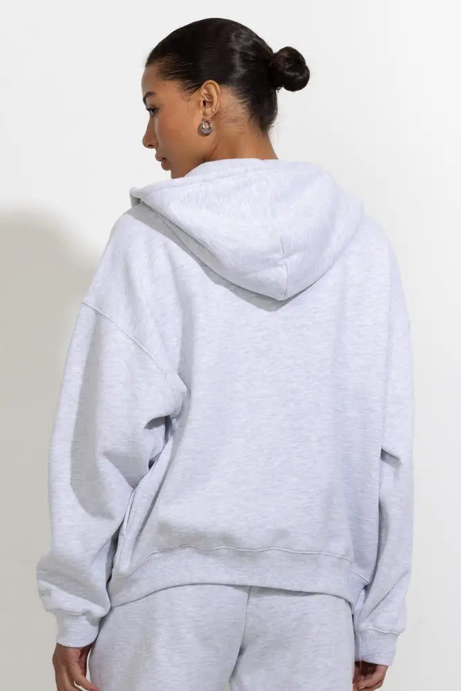 Oversized Full Zip Up Fleece Hoodie - Hoodies