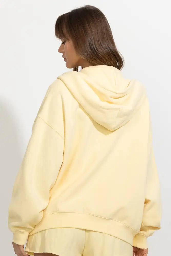 Oversized Full Zip Up Fleece Hoodie - Hoodies