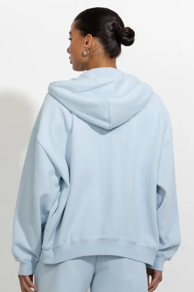 Oversized Full Zip Up Fleece Hoodie - Hoodies