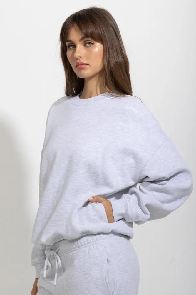Oversized Relaxed Fleece Crewneck Sweatshirt - Pullover