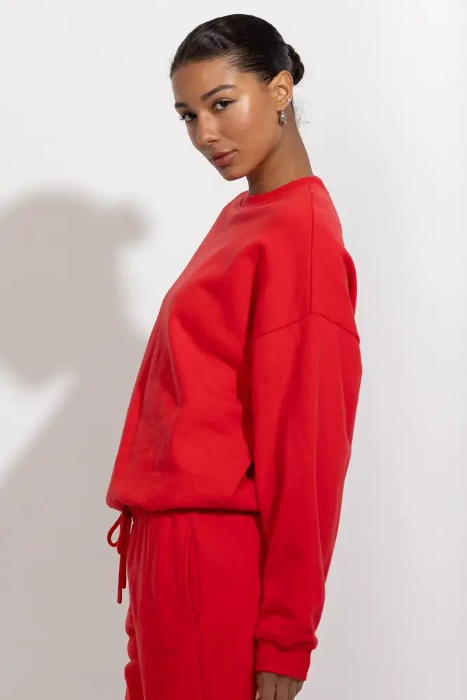 Oversized Relaxed Fleece Crewneck Sweatshirt - Pullover
