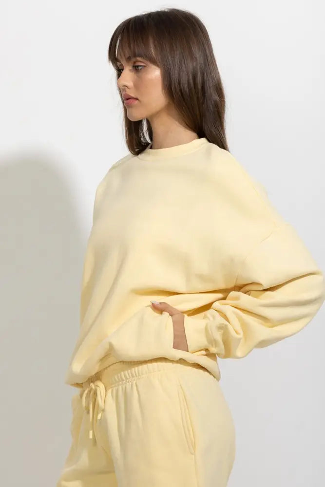 Oversized Relaxed Fleece Crewneck Sweatshirt - Pullover