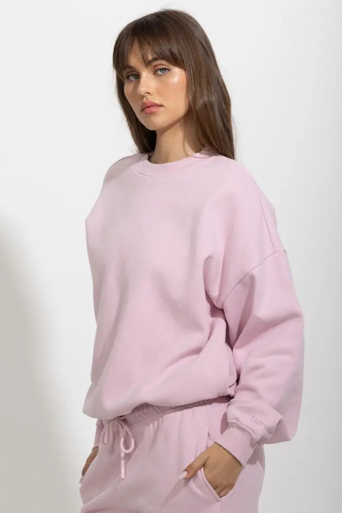 Oversized Relaxed Fleece Crewneck Sweatshirt - Pullover