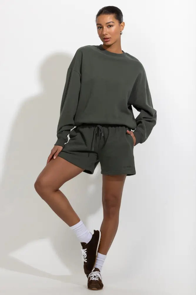 Oversized Relaxed Fleece Crewneck Sweatshirt - Pullover