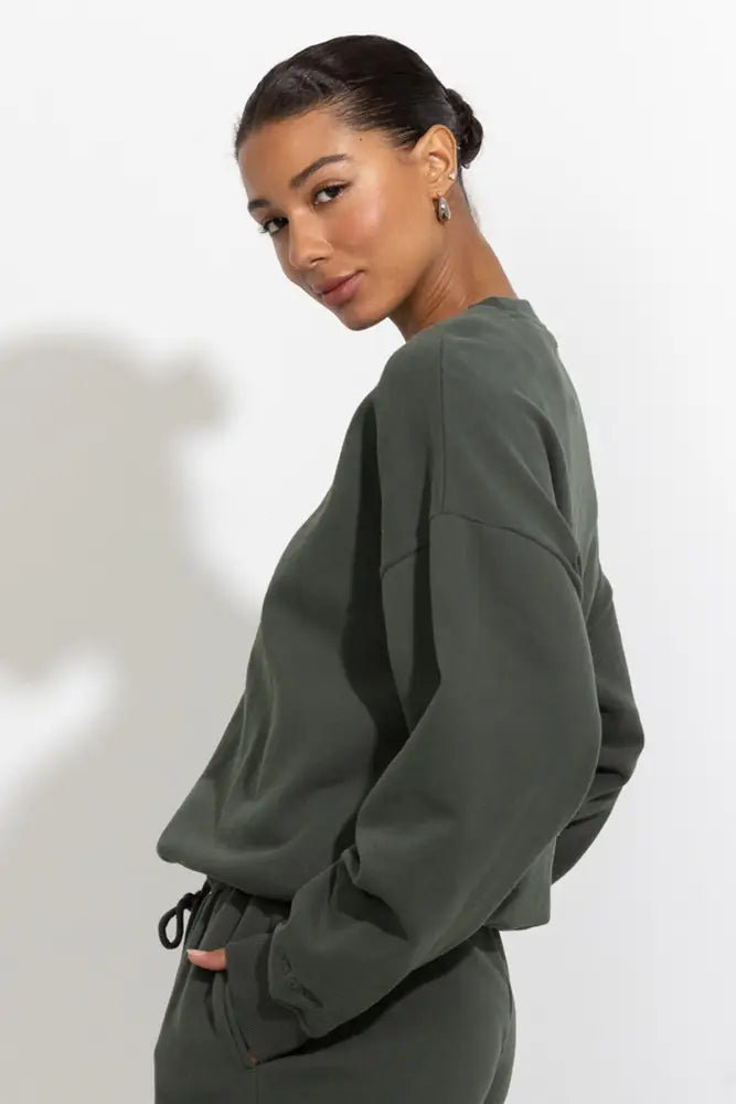 Oversized Relaxed Fleece Crewneck Sweatshirt - Pullover
