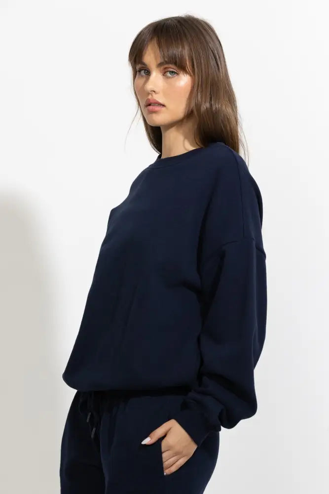 Oversized Relaxed Fleece Crewneck Sweatshirt - Pullover