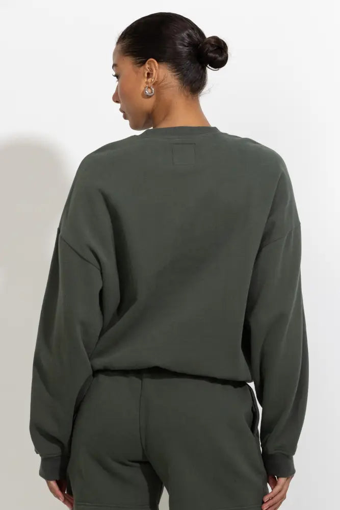 Oversized Relaxed Fleece Crewneck Sweatshirt - Pullover
