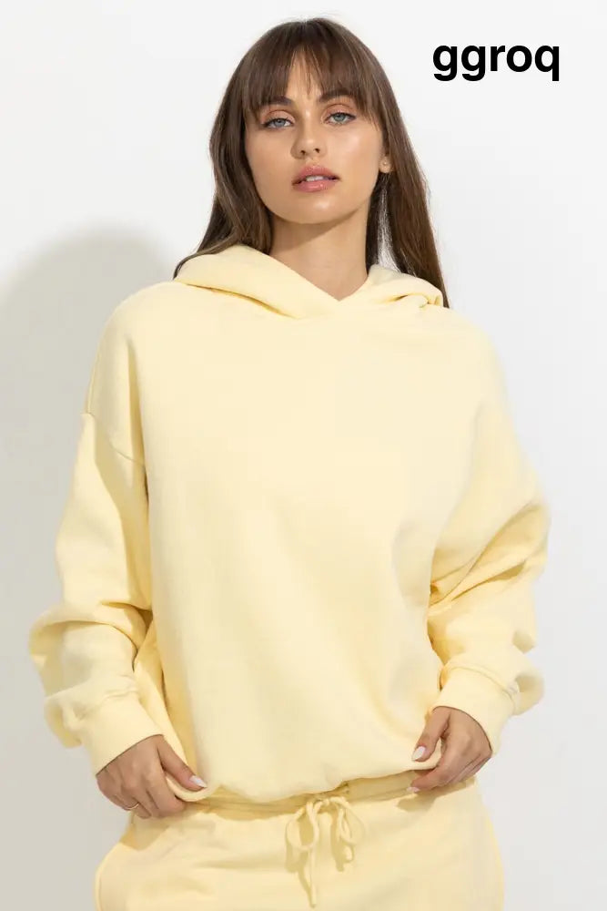 Oversized Relaxed Pullover Fleece Hoodie - Anise Flower Yellow / S - Hoodies