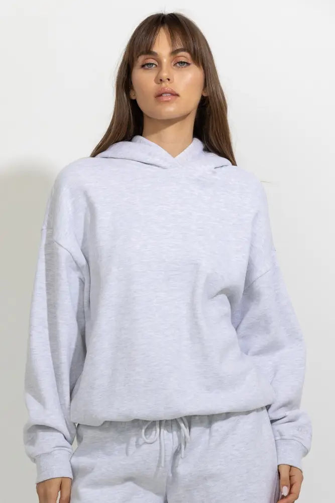 Oversized Relaxed Pullover Fleece Hoodie - Spring Grey Mix / S - Hoodies