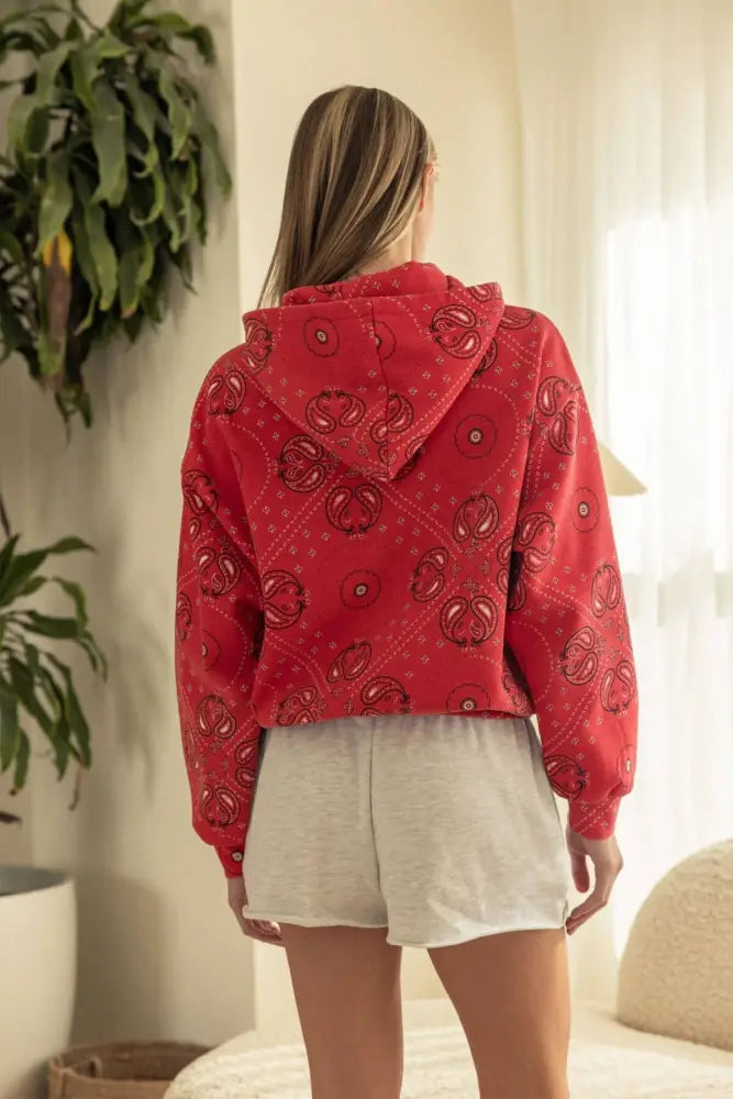 Paisley Bandana Print Oversized Hoodie - Hoodies