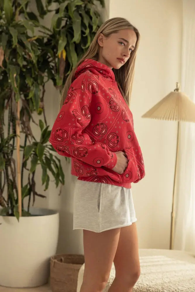 Paisley Bandana Print Oversized Hoodie - Hoodies