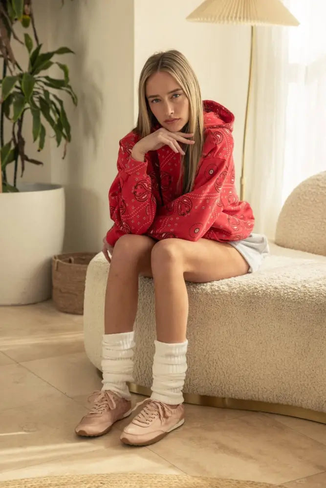 Paisley Bandana Print Oversized Hoodie - Hoodies