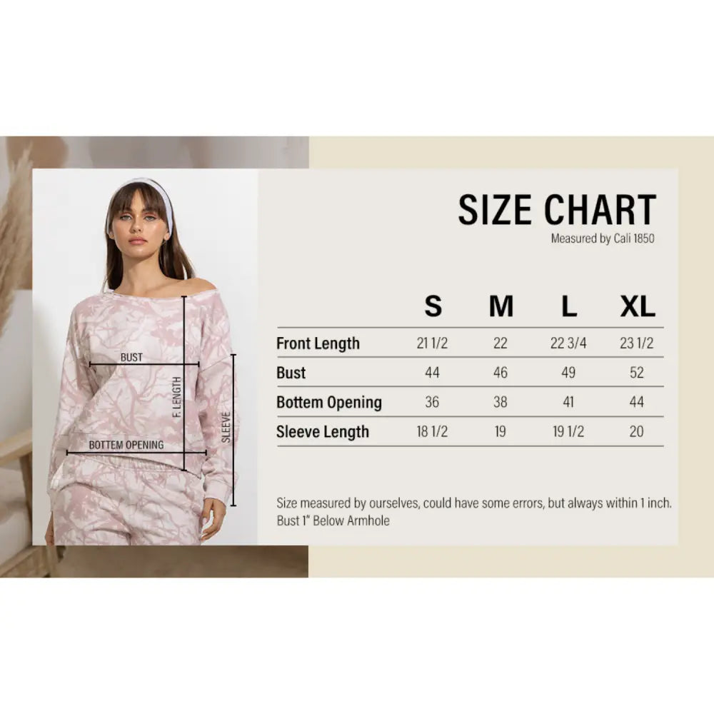 Pink Tree Camo Off-Shoulder Lounge Sweatshirt - Pullover