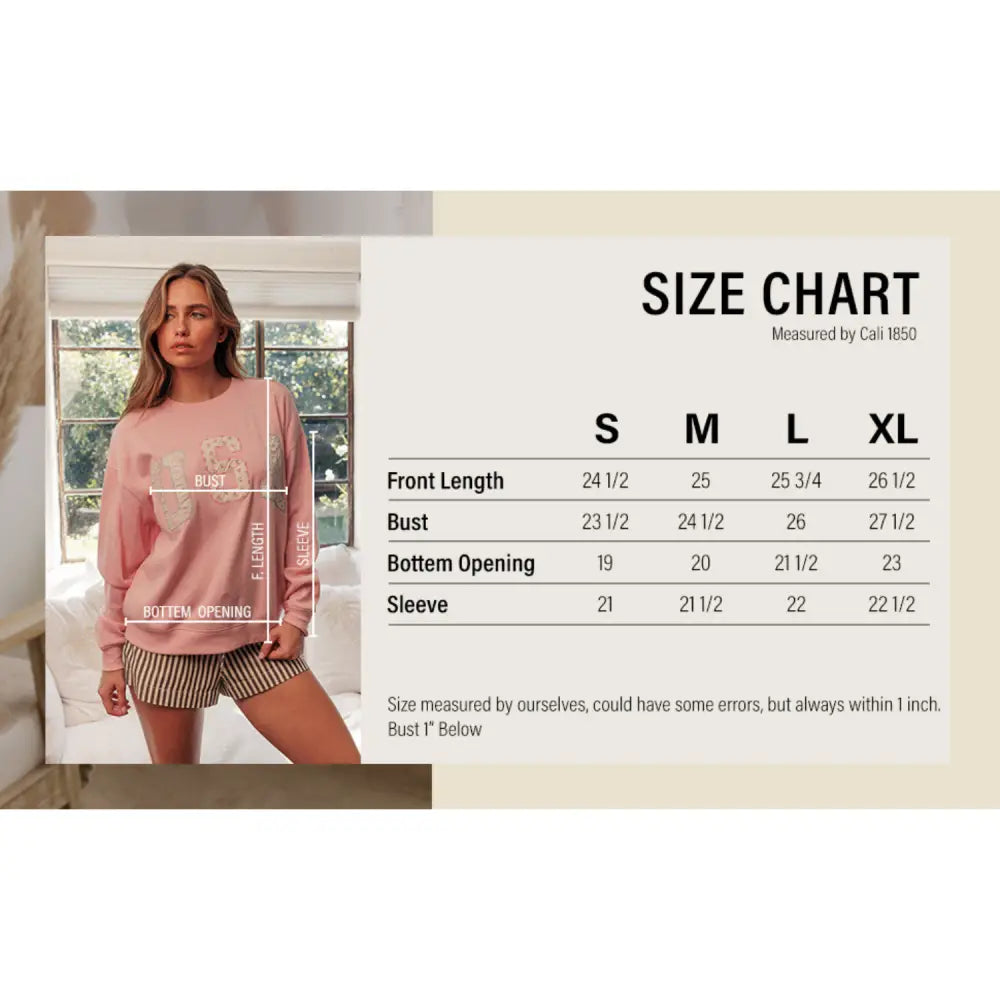USA Floral Patched Crewneck Sweatshirt - Ballerina - Pullover