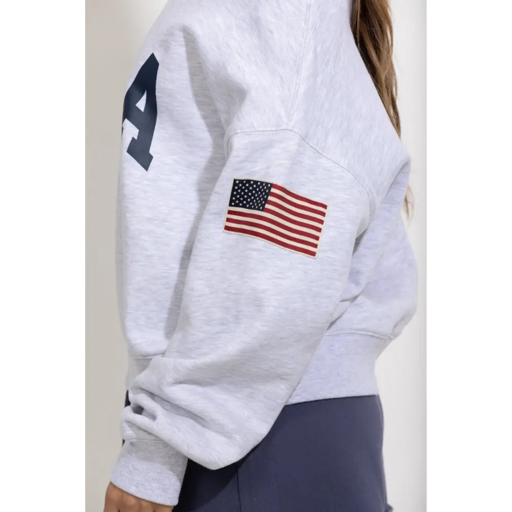 USA Printed Off Shoulder Sweatshirt - Sweatshirts
