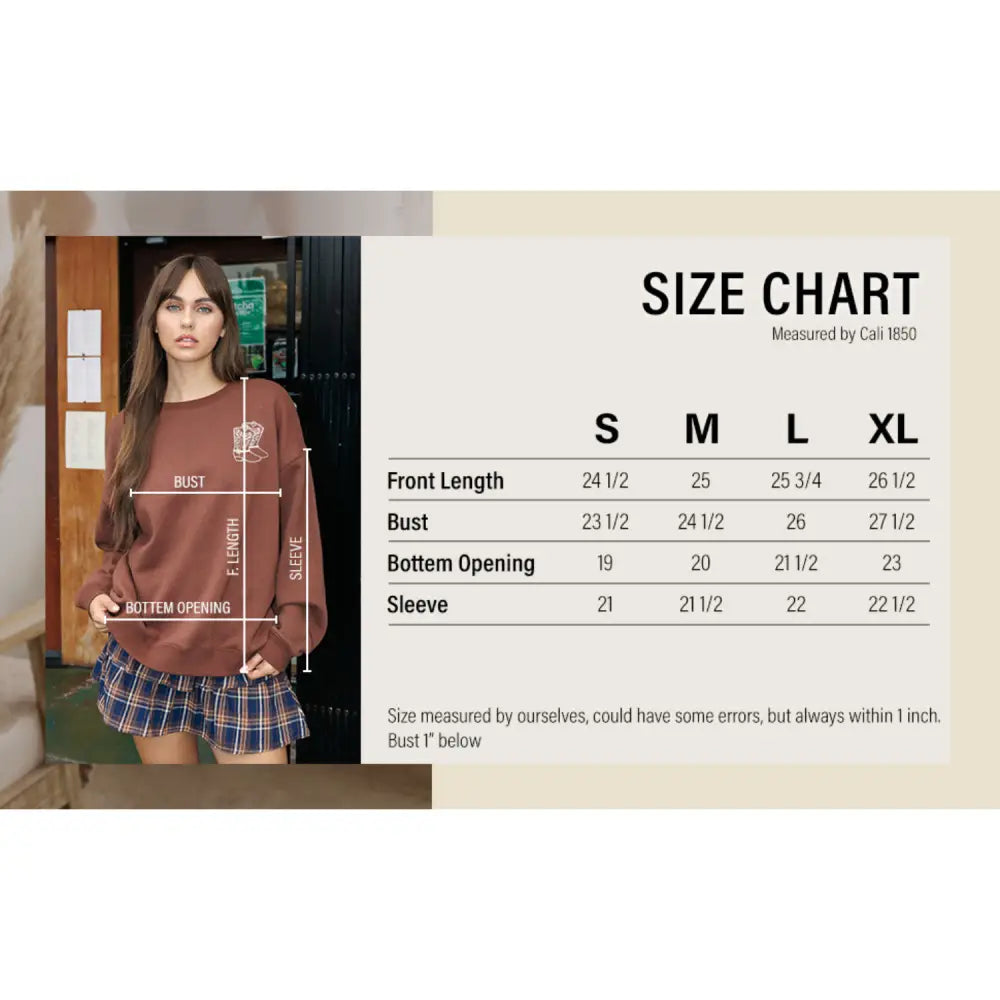 Western Embroidery Sweatshirt - Brown - Pullover